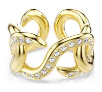 Dextera open ring, Round cut, White, Gold-tone plated