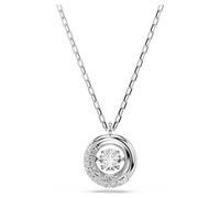 Dextera pendant, Round cut, White, Rhodium plated