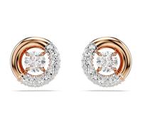 Dextera stud earrings, Round cut, White, 18K rose gold finish