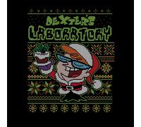 Dexter's Lab Pattern Men's Christmas T-Shirt - Black - XXL