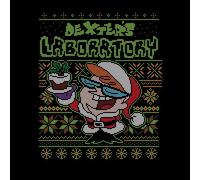 Dexter's Lab Pattern Women's Christmas T-Shirt - Black - S
