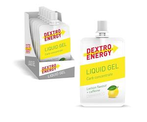 Dextro Energy Lemon Energy Gel | NON-Sticky Fast Acting Drinkable Liquid Energy | a Quick Burst of Glucose with Caffeine | 28g of Carbohydrates | For Running or Cycling | Vegan I Pack of 12