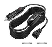 Dexumodbk 2m Car Refrigerator Power Cord 16AWG with Switch and 15A Fuse,DC Power Cord Cable 12v/24v for Portable Car Fridge Freezer Cooler Cigarette Lighter Plug Adapter Extension Cord Lead