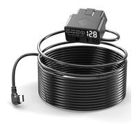 Dexumodbk 3.5m OBD Power Cable for Dash Camera with LED Digital Voltmeter,Dash Cam Hardwire Kit Right Angle USB C OBD2 Charger Cord Connector Adapter 12V-30V to 5V/3A(24 Hours Surveillance/Three-Stage