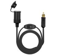Dexumodbk 90cm European Male Din Plug to Standard Cigarette Lighter Socket Adapter with Switch,12V/24V Extension Cable 18AWG Hella(Din) to Cigarette Lighter Female Waterproof for Motorcycle Truck