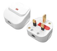 Dexumodbk UK 3 Pin Plug 13A Fused Mains Plugs Replacement with Switch,2 PCS | 250V Heavy-Duty Rewireable Electrical Plug,LED Indicator,Hard Wiring Plug,Flame-Retardant ABS shell,for Home and Workplaces