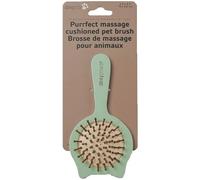 Dexypaws: Purrfect Massage Cat Brush - Sage Green, Cat Shaped Comb Head, Pet Care, Grooming-Relaxation Tool, Wooden Handle, Coat Health, Soft Bristle