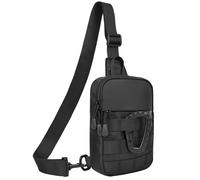 DEYACE Small Sling Bag for Men, Tactical Inspired Waterproof Utility EDC Mini Crossbody Chest Bag for Travel Work Sport, Black, 5.9"L x 1.2"W x 8.7"H
