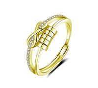 Deyanse Open Anxiety Ring Gold, 925 Sterling Silver Fidget Ring Women
