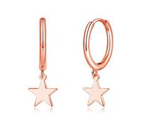 Deyanse Silver Hoop Earrings for Women, 925 Sterling Silver Dangle Huggie Earrings, Heart Cross Star Pendant Drop Hoop Earrings, Sleeper Dangle Creole Earrings, Hypoallergenic Jewellery Gift for Girls