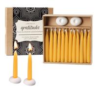 DEYBBY 20 Minute Beeswax Meditation Candles for Gratitude - 24pcs Mini Beeswax Taper Candle Gift Set with 2 Small Candle Holders