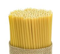 DEYBBY Beeswax Orthodox Candles - 100 Count Beeswax Candles Set - Dripless and Smokeless Mini Thin Organic Beeswax Taper Candles for Praye Orthodox Church Home Dinner Cake