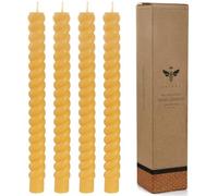 DEYBBY Natural Spiral Beeswax Candles, Dripless and Smokless 10 inch Twisted Pure Beeswax Candles Set of 4 for Home Decor & Gift Any Occasions