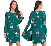 Deyeek Hospital Gowns for Women Tear Away Snap Long Sleeve Open Back Dress Nursing Gowns Post Shoulder Surgery Dress, Green Print, L