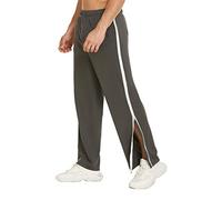 Deyeek Mens Tear Away Basketball Pants 2 Side Zippers Snap Off Full Open Down Sweatpants Leg Post Surgery Pant with Pockets, Grey, Small