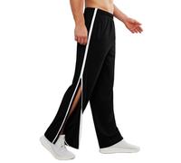 Deyeek Mens Tear Away Basketball Pants 2 Side Zippers Snap Off Full Open Down Sweatpants Leg Post Surgery Pant with Pockets, Black, XXL