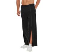 Deyeek Mens Tear Away Full Zipper Legs Open Bottom Sweatpants Post Surgery
