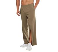 Deyeek Mens Tear Away Full Zipper Legs Open Bottom Sweatpants Post Surgery, Khaki, Large