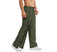 Deyeek Men's Tear Away Pants 2 Side Full Open Bottom Sweatpants Loose Fit Casual Adaptive Post Surgery Pants with Pockets, Army Green, XXL