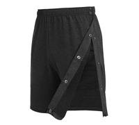 Deyeek Mens Tear Away Shorts Post Surgery Recovery Side Snap Shorts Color Block Cotton Break Away Pants with Pockets, Black, X-Large