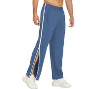 Deyeek Mens Track Suit Jogging Bottoms Removable Basketball Pants with Zippers and Side Zips Detachable Full-Opening Sweatpants Leg Post-Surgery Belt Pockets Grey Blue