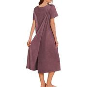 Deyeek Open Back Hospital Gowns for Women Post Shoulder Surgery Dress Adaptive Clothing Night Robes for Spinal Recovery, Dark Red, L