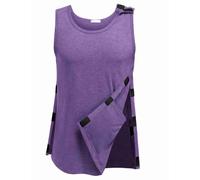 Deyeek Post Shoulder Surgery Shirts for Men Tear Away Rotator Cuff Recovery Tank Tops Chemo Port Cancer Shirt Magic Tapes, Purple, M