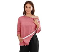 Deyeek Post Shoulder Surgery Shirts for Women Tear Away 3/4 Tops After Rotator Cuff Shirts Chemo Port Adaptive Clothing, Purple Red, L