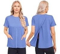 Deyeek Post Surgery Shirts for Women Tear Away Snap Open Back Hospital Tops