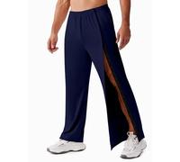 Deyeek Tear Away Pants for Men Baggy Side Snap Post Surgery Pants Open Bottom Sweatpants with Pockets Pants to Wear with Cast, Navy Blue, X-Large