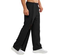 Deyeek Tear Away Pants for Men Easy Open Side Wide Leg Post Surgery Pants Soft Adaptive Breakaway Sweatpants with Pockets, Black, XXL