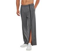 Deyeek Tear Away Pants for Men Full Zipper Legs Sweat Pants Mens Open Bottom Sweatpants Breakaway Cotton Post Surgery Pants, Dark Grey, Large