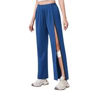 Deyeek Tear Away Pants for Women Side Slit Snap Sweatpants Loose Fit Post Surgery Casual Adaptive Clothing with Pockets, Navy, Large