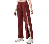 Deyeek Tear Away Pants for Women Side Slit Snap Sweatpants Loose Fit Post Surgery Casual Adaptive Clothing with Pockets, Wine Red, XXL