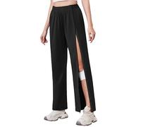 Deyeek Tear Away Pants for Women Side Slit Snap Sweatpants Loose Fit Post Surgery Casual Adaptive Clothing with Pockets, Black, M