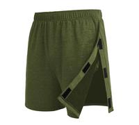 Deyeek Unisex Tear Away Shorts Snap On Athletic Cotton Shorts Post Knee Surgery Recovery Hip Replacement Pants with Pockets, Army Green, Medium