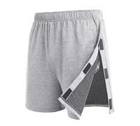 Deyeek Unisex Tear Away Shorts Snap On Athletic Cotton Shorts Post Knee Surgery Recovery Hip Replacement Pants with Pockets, Grey, XXXL