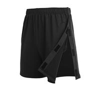 Deyeek Unisex Tear Away Shorts Snap On Athletic Cotton Shorts Post Knee Surgery Recovery Hip Replacement Pants with Pockets, Black, Large