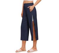 Deyeek Women's Tear Away Cropped Pants Post Surgery Pants for Women Hip Knee Replacement After Surgery Adaptive Sweatpant, Navy Blue, XL