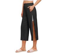 Deyeek Women's Tear Away Cropped Pants Post Surgery Pants for Women Hip Knee Replacement After Surgery Adaptive Sweatpant, Black, XXL