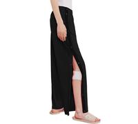 Deyeek Women's Tear Away Pants Side Split Snap Open Bottom Sweatpants Leg Breakaway Post Surgery Pants with Pockets, Pure Black, S