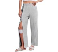 Deyeek Women's Tear Away Pants with Pockets Easy Access Adaptive Pants Post Hip Knee Leg Surgery Breakaway Lounge Sweatpants, Grey, M