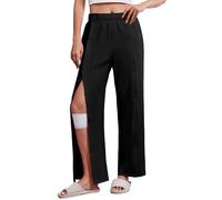 Deyeek Women's Tear Away Pants with Pockets Easy Access Adaptive Pants Post Hip Knee Leg Surgery Breakaway Lounge Sweatpants, Black, XXL