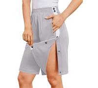 Deyeek Women's Tear Away Side Split Snap Shorts Post Surgery with Pockets, Light Grey, M