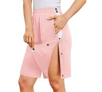 Deyeek Women's Tear Away Side Split Snap Shorts Post Surgery with Pockets, Light Pink, XXL