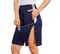 Deyeek Women's Tear Away Side Split Snap Shorts Post Surgery with Pockets, Navy Blue, M