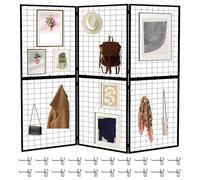 DEYEGELEA Foldable Gridwall Display Panel - 3 Pack of 2x5 Ft Heavy Duty Z Unit Wire Grid Wall Panels for Retail Store, Trade Show, Pop Up Shop, Versatile Merchandiser Display