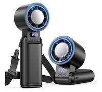 Deyhoc Handheld Fan Rechargeable with LED Display & Clip, 1-199 Speed Adjustable, 3-in-1 Hand Neck & Desk Fan, Portable Mini Hand Held Fans for Travel Camping Office Home, Off-black