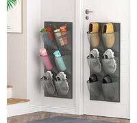 DEYILIAN 2 Pack 12 Large Mesh Pockets Closet Door Hanging Shoe Rack Organizer Narrow Shoe Holder, Wall Mounted Shoes Rack with Removable Sticky Hanging Mounts for Camper RV Shoe Storage No Drilling