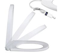 DEYLK Heated Toilet Seat Soft Close, Electronic Smart Universal Loo Seat with Quick Release for Easy Clean, Adjustable Temperature 33-48℃, D Shape